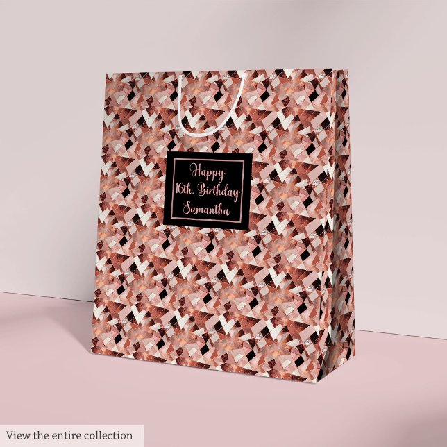 Trendiga färger presentpåse Rose Gold Glitter Acce (Trendy Colors Gift Bag Rose Gold Glitter Accent)