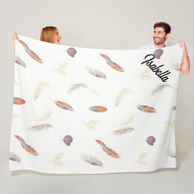 Trendiga Fjädrar Lyx Boho Kollektion Fleecefilt (På plats)