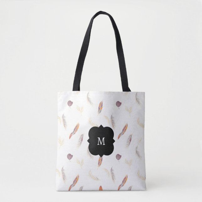 Trendiga Fjädrar Lyx Boho Kollektion Tygkasse (Framsida)