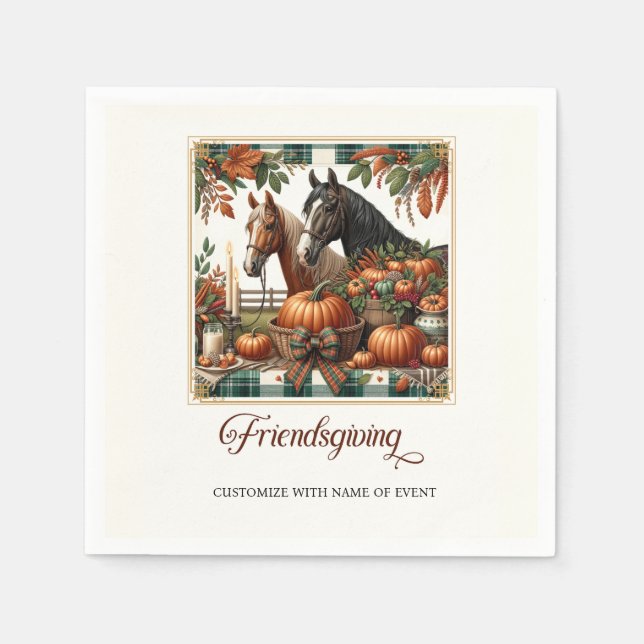 Trendiga Friendsgiving-häst  Pappersservett (Framsidan)