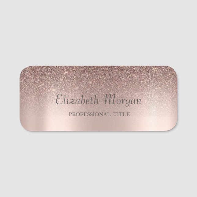 Trendiga Glitterdropar, Roseguld  Namnbricka (Framsida)