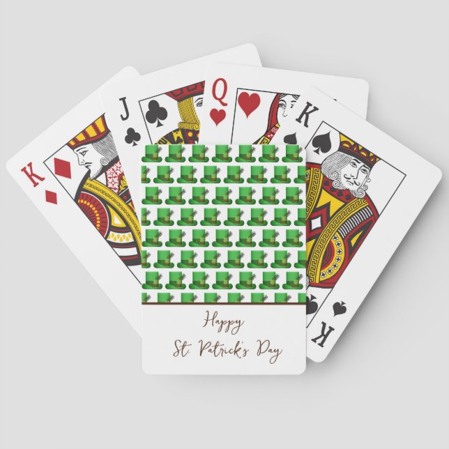 Trendiga gröna hattar mönster St. Patrick's Day Casinokort (Baksidan)