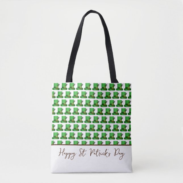 Trendiga gröna hattar mönster St. Patrick's Day Tygkasse (Framsida)