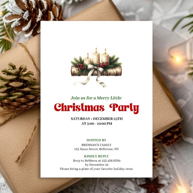 Trendiga Holly Bär Jul Dekoration Inbjudan (Trendy Holly Berries Christmas Decoration Invite)