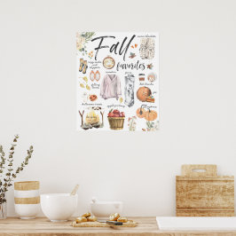 Trendiga höstfavoriter | Akvarellillustrationer Poster