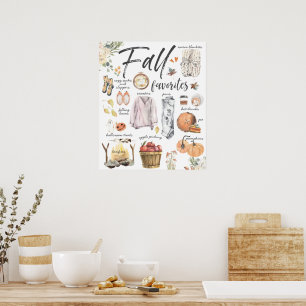 Trendiga höstfavoriter Akvarellillustrationer Poster