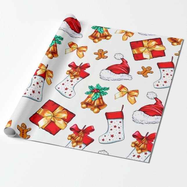 Trendiga jul elements mönster inslagspapper presentpapper (Utrullad)