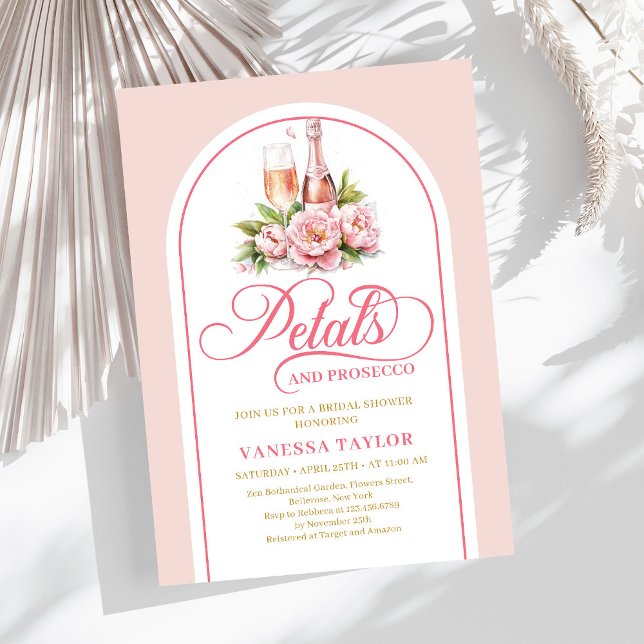 Trendiga kronblad och prosecco roséguld firande inbjudningar (Trendy petals and prosecco blush gold celebration Invitation)