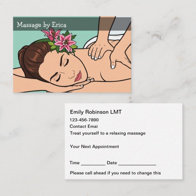 Trendiga massageterapeutiska möteskort visitkort (Fram/baksida)