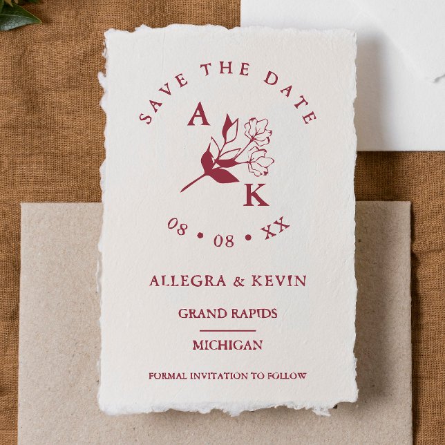 Trendiga minimalistiska vildblommor grenar initial stämpel (Skapare uppladdad)