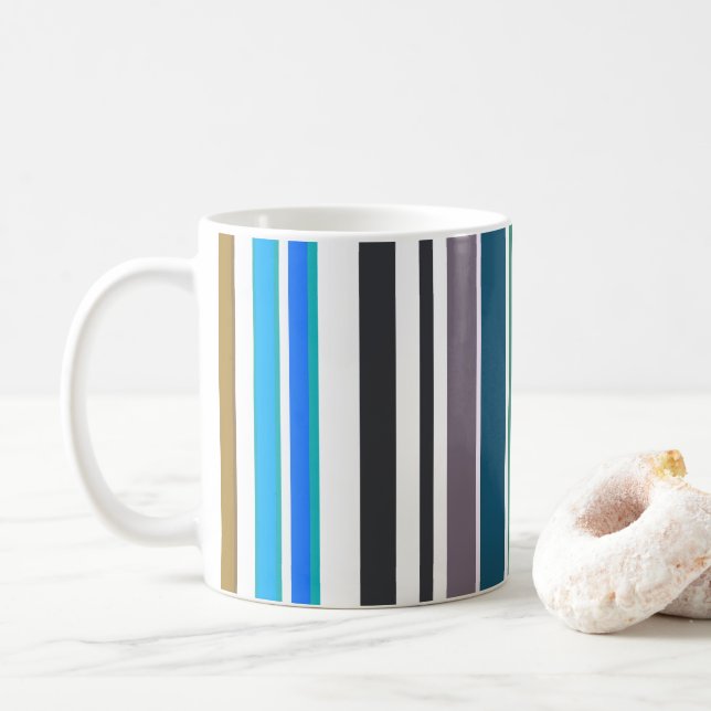 Trendiga Moderna Ränder Kaffemugg (Med munk)