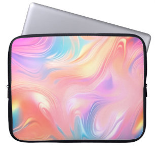 Trendiga neon rosa blå gula abstrakta vågor laptop fodral