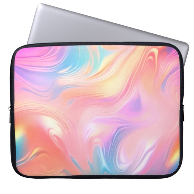 Trendiga neon rosa blå gula abstrakta vågor laptop fodral (Framsidan)