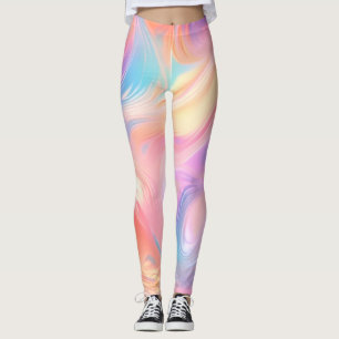 Trendiga neon rosa blå gula abstrakta vågor leggings