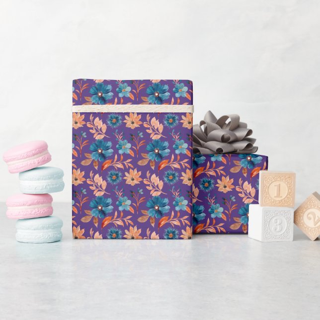 Trendiga Pastellfärgade Blommor Presentpapper (Baby Shower)