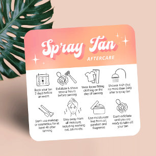 Trendiga Peach Groovy Spraytaning Eftervårdskort Fyrkantigt Visitkort