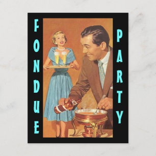 Trendiga Retro inbjudningar för Fonduepartytema