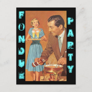 Trendiga Retro inbjudningar för Fonduepartytema