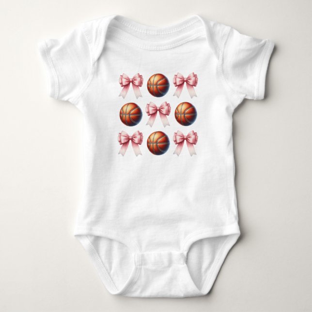 Trendiga rosa bågar och basketbollar design t shirt (Framsida)