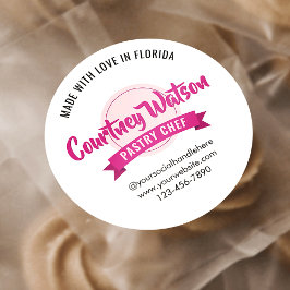 Trendiga rosa efterrätter tårta bageri konditor runt klistermärke