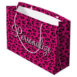Trendiga rosa leopardtryckta personliga presentpås