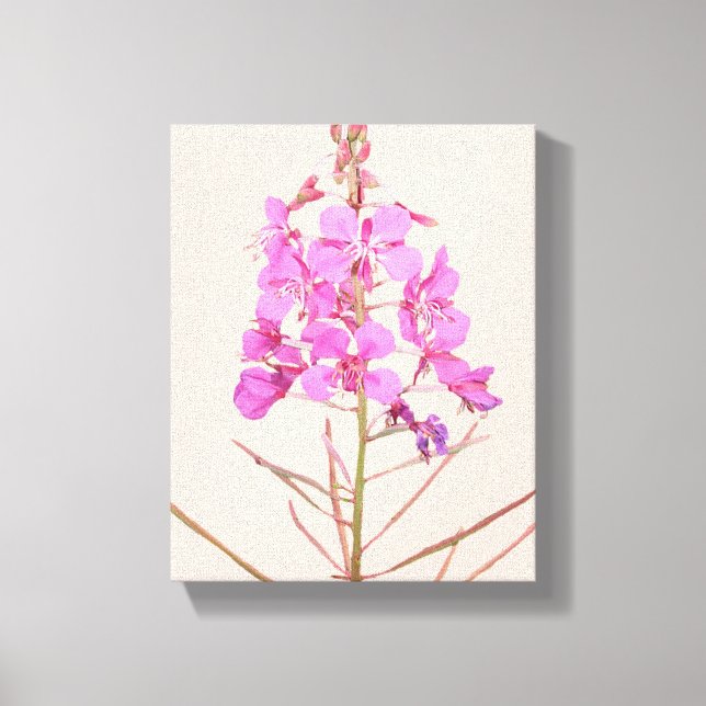 Trendiga rosa vilda blommor boho blomster modern k canvastryck (Framsida)