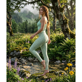 Trendiga salviagröna leggings med runiska symboler