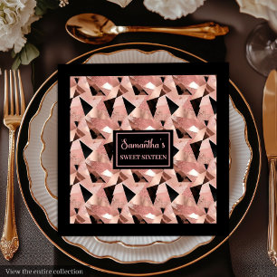 Trendiga servetter Glänsande Roséguld & Svart