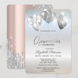 Trendiga Silver Glitter Drips Ballonger Inbjudningar
