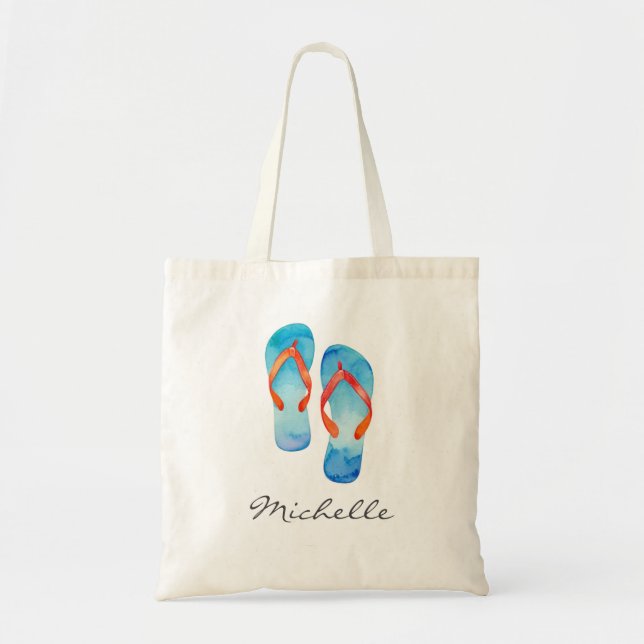 Trendiga sommarstrand flip flops  tygkasse (Framsidan)