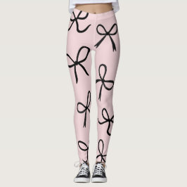 Trendiga söta små svarta slingor Rosa Leggings