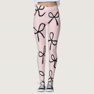 Trendiga söta små svarta slingor Rosa Leggings