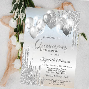 Trendiga Stylta Silver Glitterdroppar Ballonger  Inbjudningar