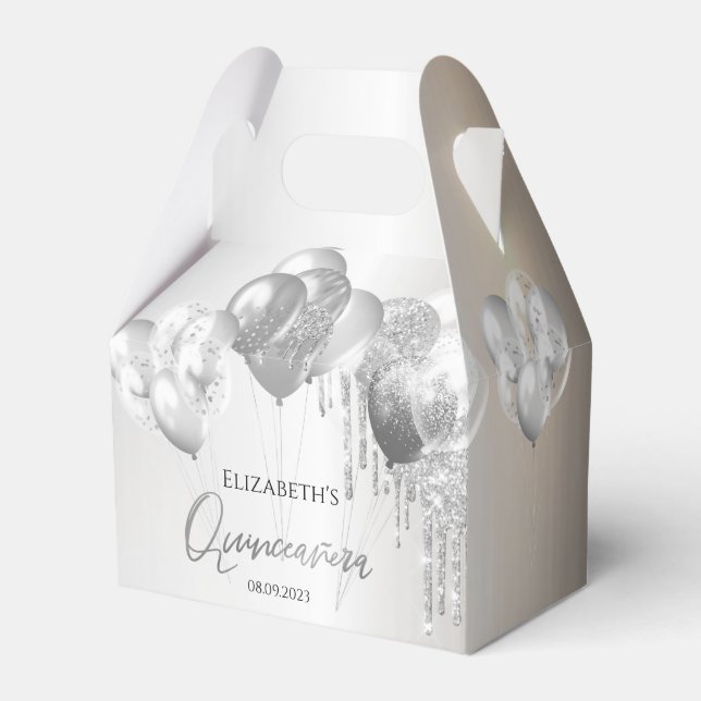 Trendiga Stylta Silver Glitterdroppar Ballonger  Presentaskar (Framsidan Sidan)