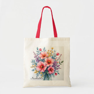 Trendiga Vilda Blommor Vacker Lyx Kollektion Tygkasse