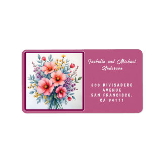 Trendiga Vilda Blommor Vacker Lyxig Samling Adressetikett