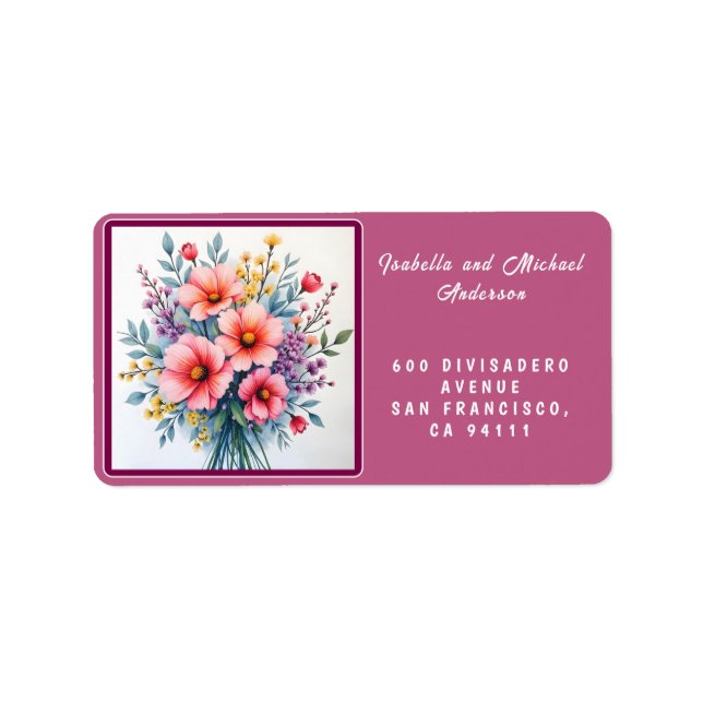 Trendiga Vilda Blommor Vacker Lyxig Samling Adressetikett (Framsidan)