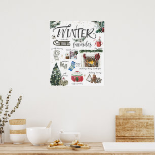 Trendiga vinterfavoriter   Vattenfärgillustratione Poster