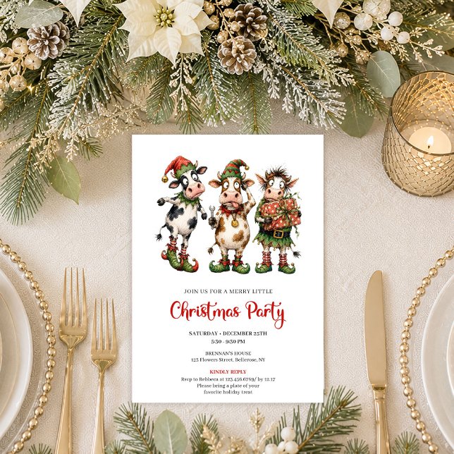 Trendiga Whimsical Djur Lekfull Julfest I Inbjudningar (Trendy Whimsical Animals Playful Christmas Party Invite

)