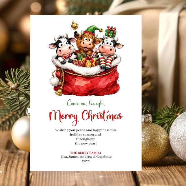 Trendiga Whimsical Djur Lekfull Julhälsning Julkort (Trendy Whimsical Animals Playful Christmas Greeting Card

)