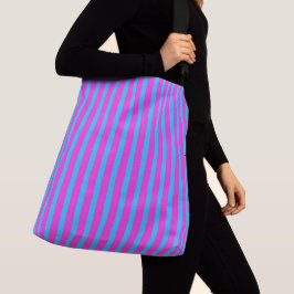 Trendige Streifen Tasche in Pink und Blau Axelväska