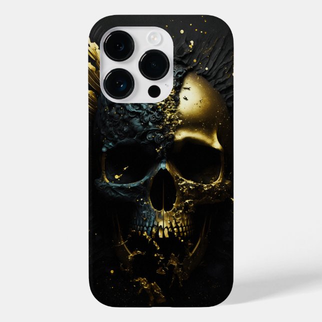 Trendiger Gothik Totenkopf in schwarz gold Design (Baksida)