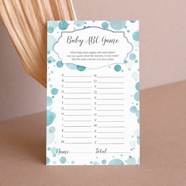 Trendiget ABC Baby Shower Game (babykläder, blå pu (Skapare uppladdad)