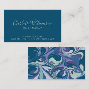 Trendiget abstrakt Blue Marble Swirl Snyggt Visitkort