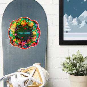Trendiget Anpassad namnanmälan för Boho Blommigt R Klistermärken