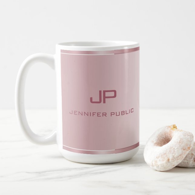 Trendiget anpassningsbar Ro Guld Mall Monogram Ele Kaffemugg (Med munk)