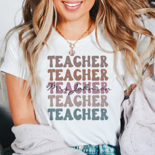 Trendiget anpassningsbar Teacher Stacks Retro T Shirt