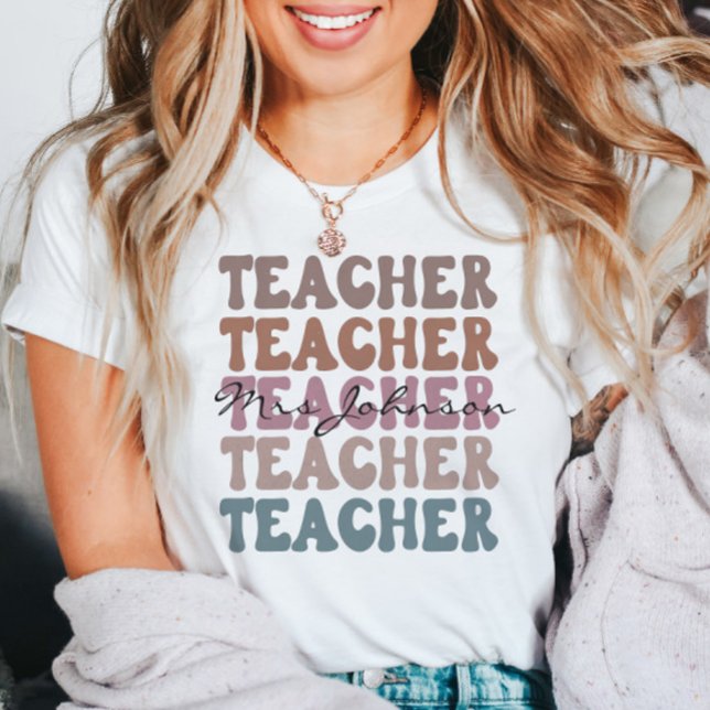 Trendiget anpassningsbar Teacher Stacks Retro T Shirt (Skapare uppladdad)
