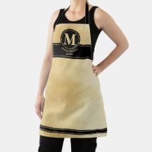 Trendiget Aprom Monogram-text, svart guldfärgad, 