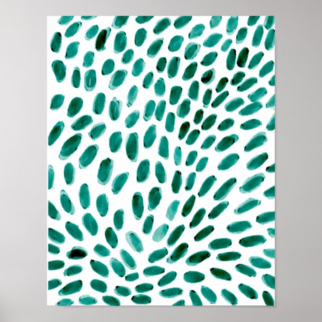 Trendiget Aqua Teal Abstrakt Mönster Poster (Framsidan)
